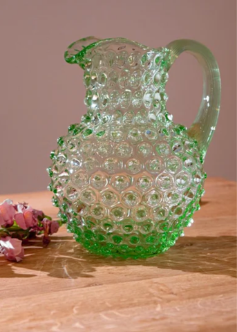 Light Green Round Hobnail Pitcher