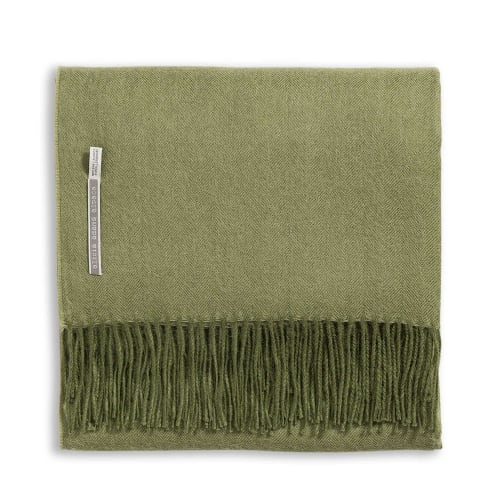 Classic Baby Alpaca Fringed Throw In Racing Green