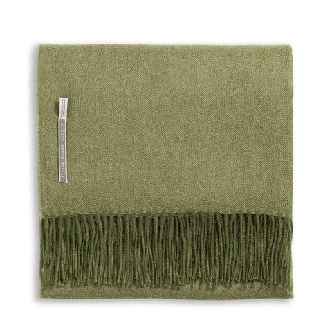 Classic Baby Alpaca Fringed Throw In Racing Green