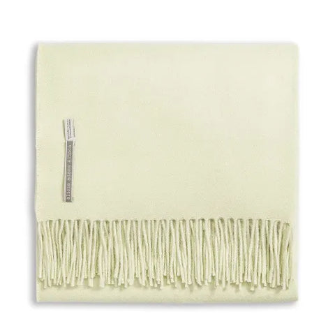 Classic Baby Alpaca Fringed Throw In Seafoam
