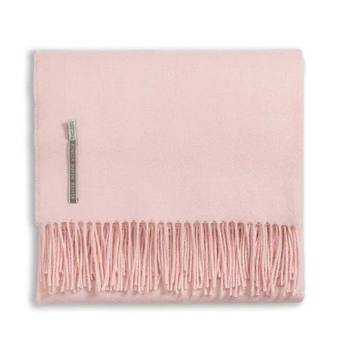 Classic Baby Alpaca Fringed Throw In English Rose