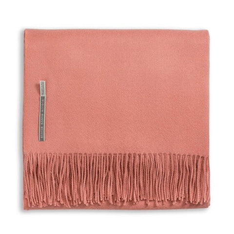 Classic Baby Alpaca Fringed Throw In Peach Rose