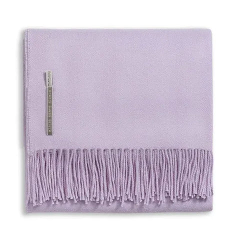 Classic Baby Alpaca Fringed Throw In Lavender