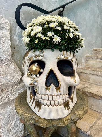 Large Jeweled Skull Bucket