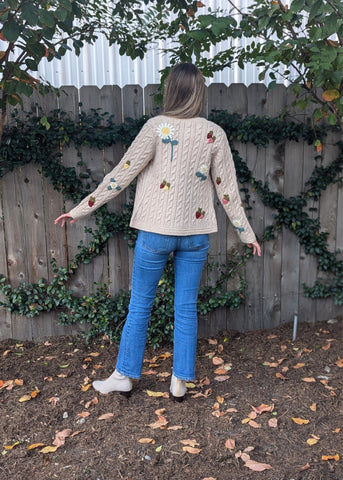 Callie Pocketed Button Up Knit Cardigan in Cream