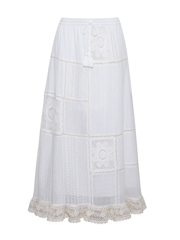 Louisa Heirloom Patchwork Maxi Skirt in Ivory