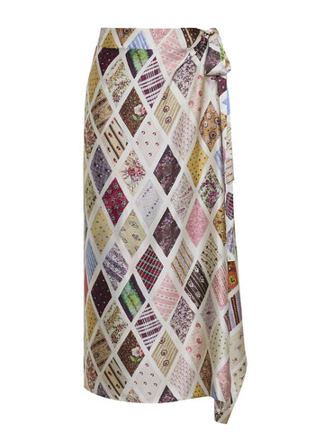 Emerson Diamond Print Silk Wrap Skirt