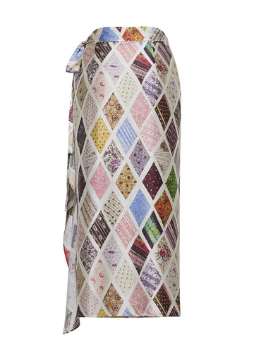 Emerson Diamond Print Silk Wrap Skirt