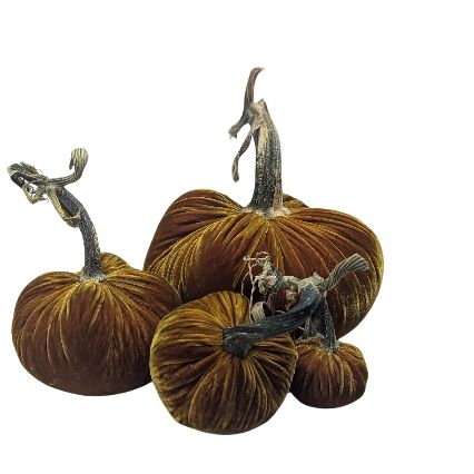 Velvet Decorative Pumpkin in D'or