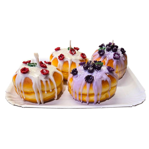 Raspberry Iced Donut Pastry Candle