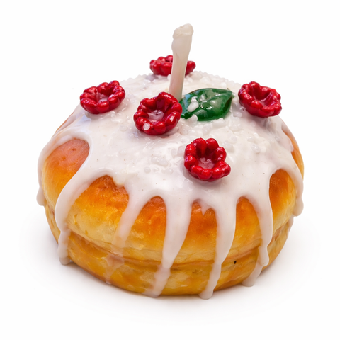 Raspberry Iced Donut Pastry Candle