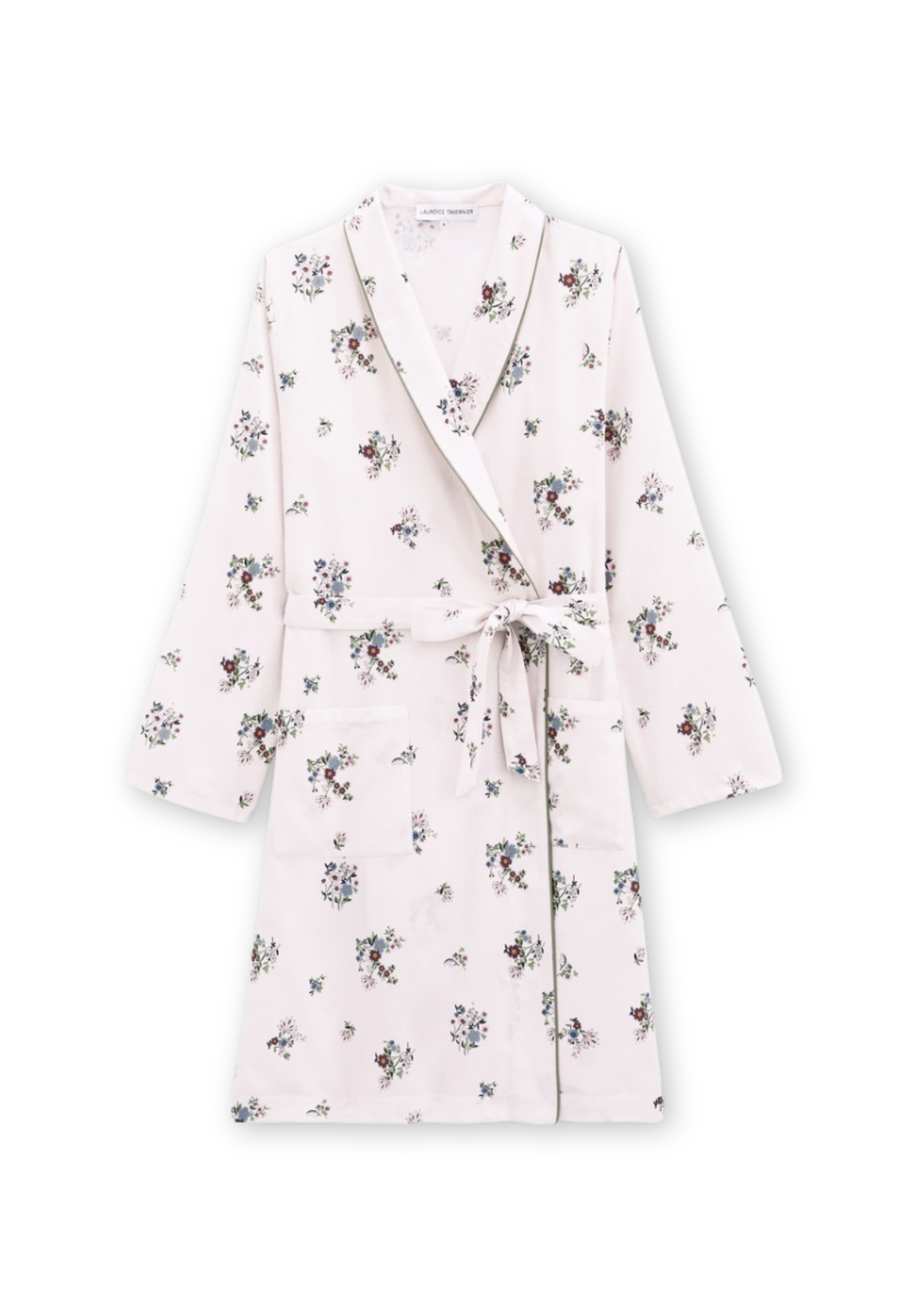 Flore Cotton Sateen Short Robe in Pearl