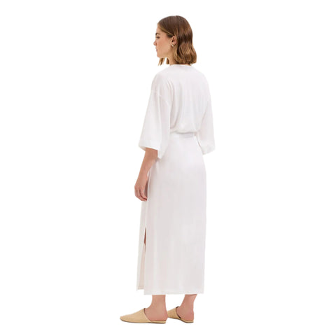 Romane Half Sleeve Long Kimono Robe in Ecru