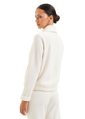 Louna Polar Fleece Long Sleeve Bed Jacket in Chalk