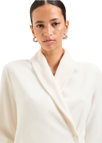 Louna Polar Fleece Long Sleeve Bed Jacket in Chalk