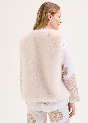 Colette Faux Fur Vest in Cream