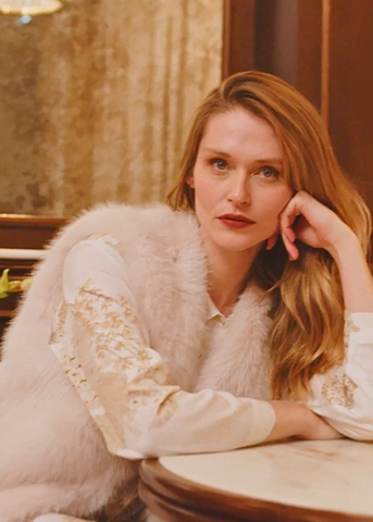 Colette Faux Fur Vest in Cream