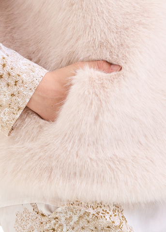 Colette Faux Fur Vest in Cream