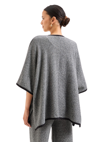 Anna Cotton Fleece Half Sleeve Poncho in Charcoal