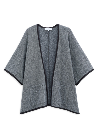 Anna Cotton Fleece Half Sleeve Poncho in Charcoal