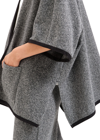 Anna Cotton Fleece Half Sleeve Poncho in Charcoal