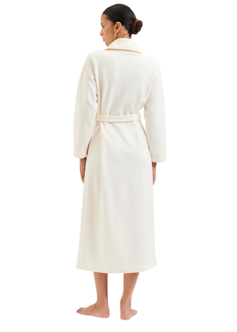 Ninon Polar Fleece Long Sleeve Long Robe in Chalk