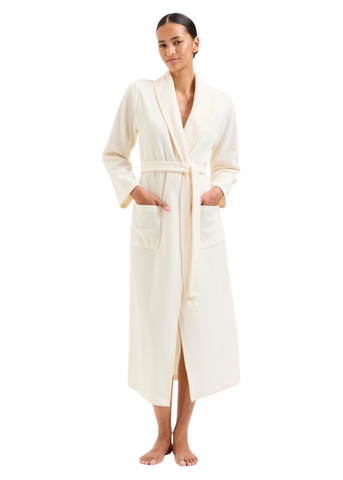 Ninon Polar Fleece Long Sleeve Long Robe in Chalk