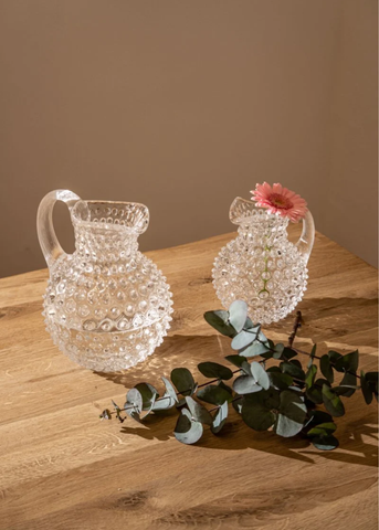 Clear Round Hobnail Pitcher