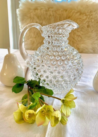 Clear Round Hobnail Pitcher
