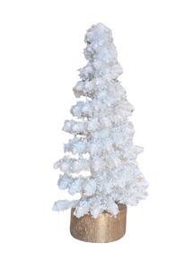 White Glittered Sisal Full Fir Tree with Wood Base