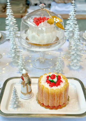 Glittered Santa with Red Toy Bag in Gold + White