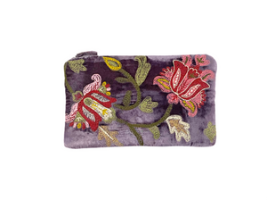 Livia Velvet Cosmetic Zip Pouch in Royal Purple