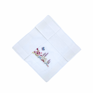 Embroidered Butterfly Flower Garden Hankie