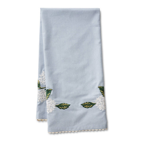 Hydrangea Embroidered Tea Towel