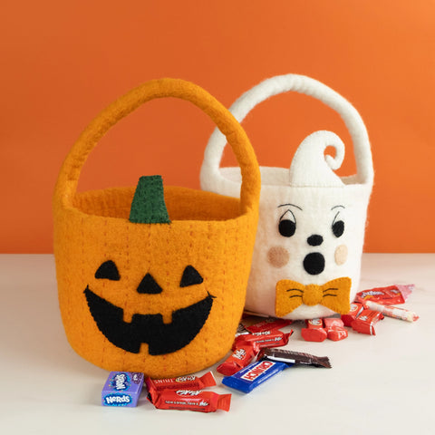 Jack O'Lantern Felt Halloween Bucket