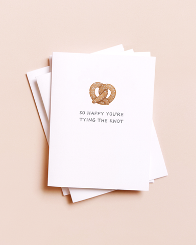 Tying the Knot Pretzel — Food Pun Wedding Card
