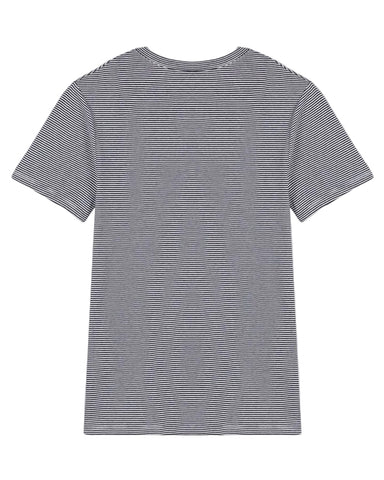 Micro Stripe Short Sleeve Crewneck Tee in White + Navy