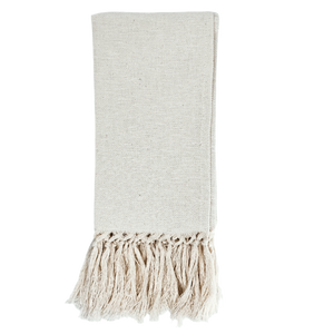 Briscola Fringed Italian Cotton-Linen Guest Towel in Cream