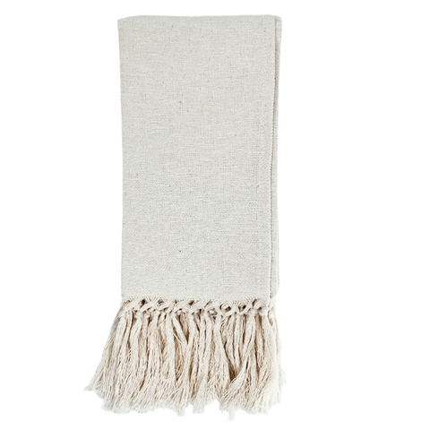 Briscola Fringed Italian Cotton-Linen Guest Towel in Cream