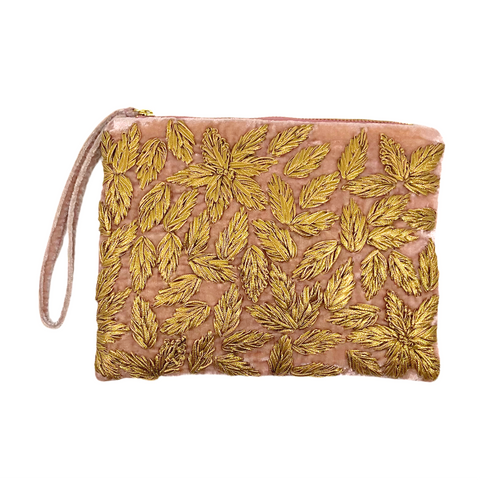 Enny Velvet Zip Pouch in Orchid