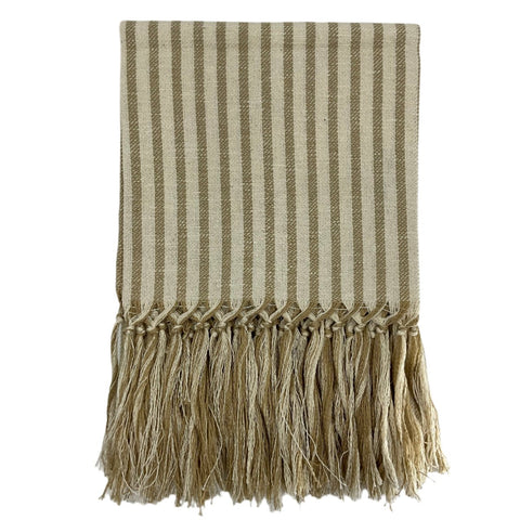 Melograno Fringed Italian Cotton-Linen Hand Towel in Sand