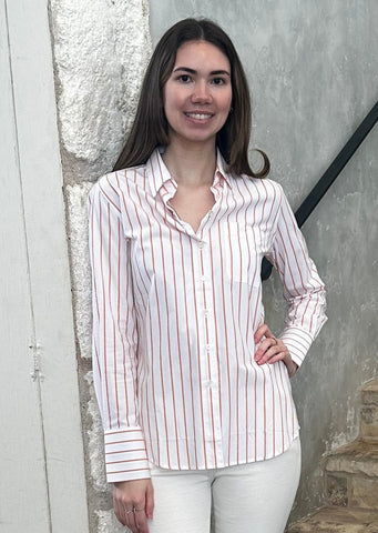 The Ivy Striped Shirt in Tangerine