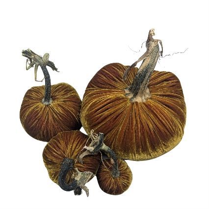 Velvet Decorative Pumpkin in D'or