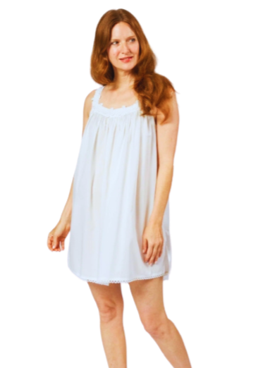 Julia Cotton Tank Nightgown in White