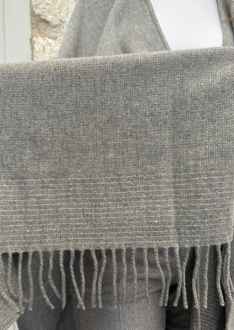 Sequined Wool Blend Cape in Palladium Grey