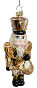 Drummer Boy Nutcracker Painted Glass Ornament in Gold