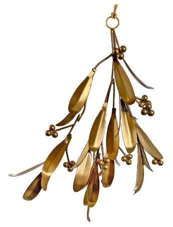 Gold Metal Mistletoe Ornament