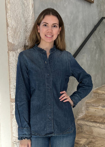 Lydia Chambray Long Sleeve Shirt in Classic Wash