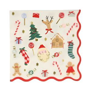 Jolly Christmas Scallop Paper Napkin Set