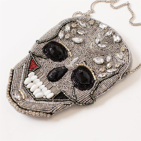 Skull+ Sparkle Beaded Purse